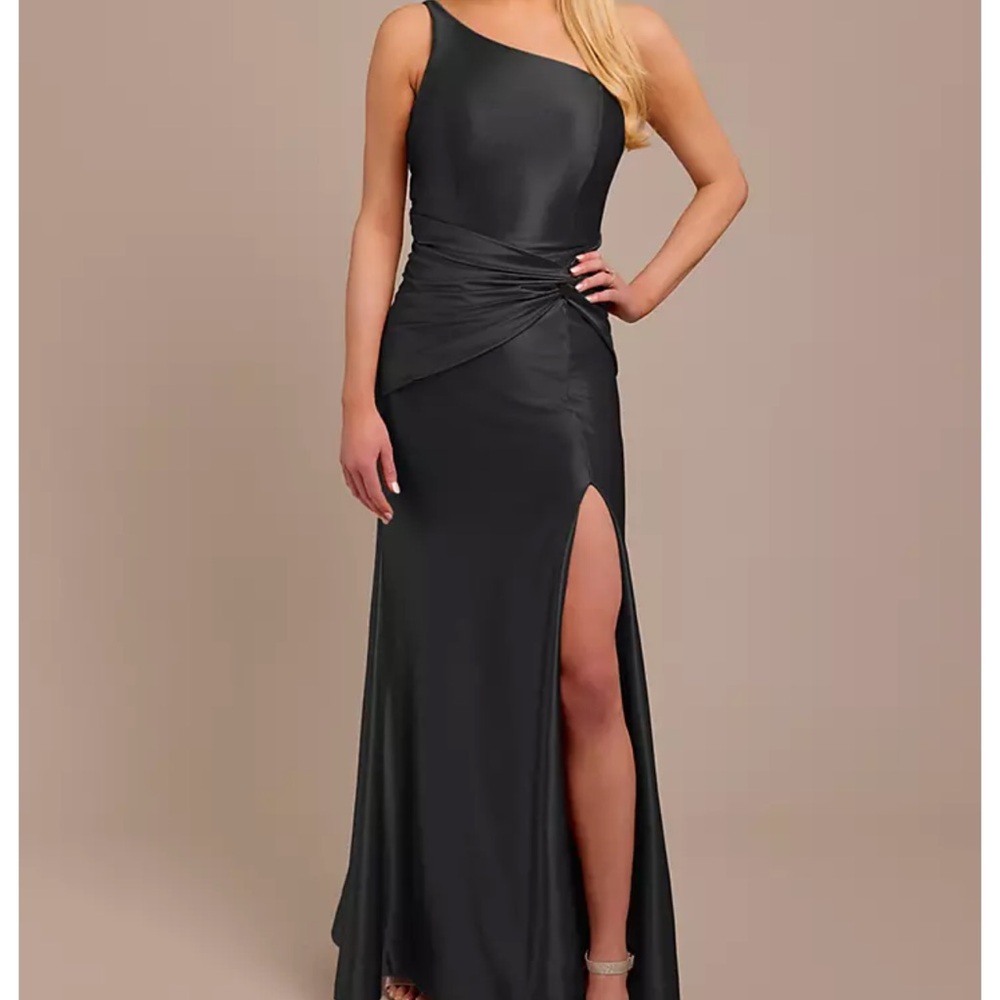 David's Bridal Black One-Shoulder Maxi Dress